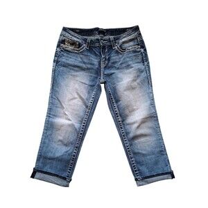 Vigoss The Dublin Women's Blue Mid Rise Regular Fit Capri Jeans Size 9